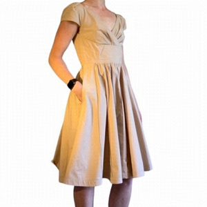 Pink Tartan V Neck Pleated Midi Dress Size 0
